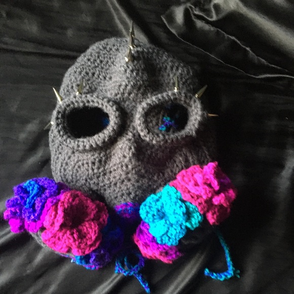 Handmade Crochet Flower Gas Mask - Picture 6 of 6